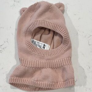 H&M Dusty Pink Knit Bear-Ear Balaclava 3-6 Month Face Madk Baby Infant Winter